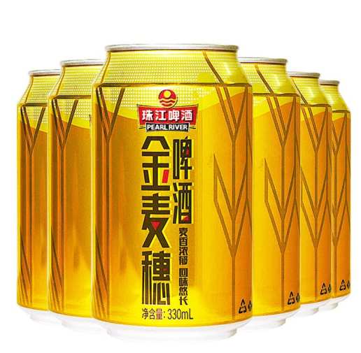 《【京东自营】珠江啤酒（PEARL RIVER）10度 金麦穗 330ml*6听 9.9元》
